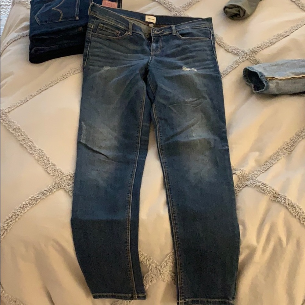 Medium wash lightly distressed jeans